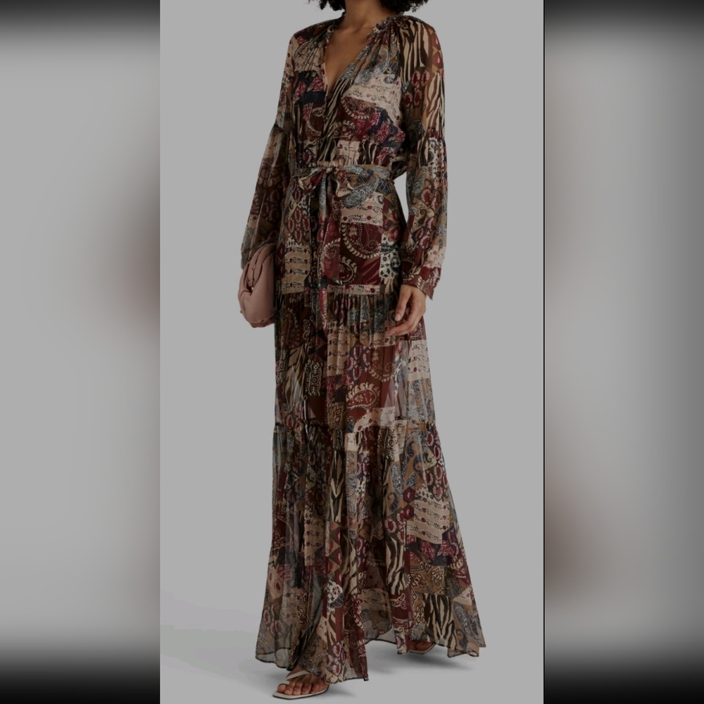 Veronica Beard isra Belted paisley-print silk georgette maxi dress